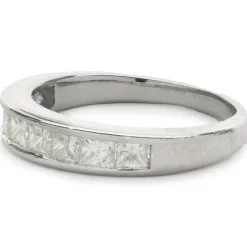 14 Karat White Gold Channel Set Princess Cut Diamond Band