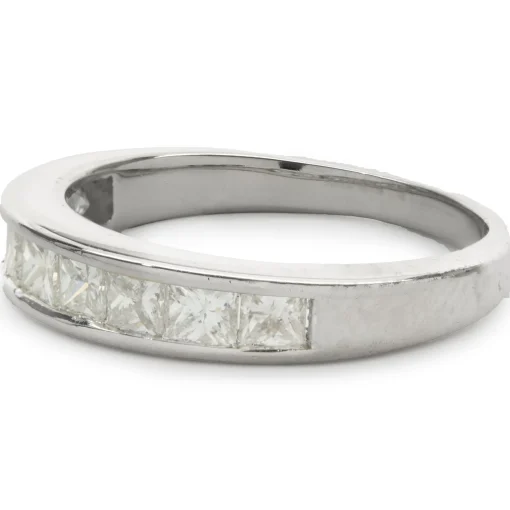 14 Karat White Gold Channel Set Princess Cut Diamond Band