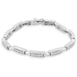 18 Karat White Gold Channel Set Princess Cut Diamond Inline Bracelet