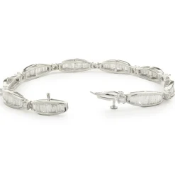 14 Karat White Gold Channel Set Baguette Diamond Link Bracelet