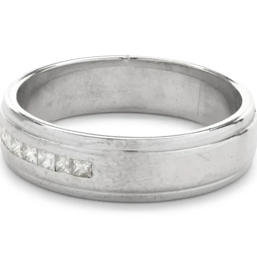 14 Karat White Gold Channel Set Princess Cut 6MM Diamond Band