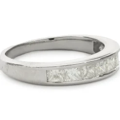 14 Karat White Gold Channel Set Princess Cut Diamond Band