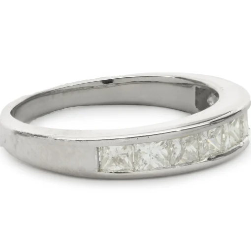 14 Karat White Gold Channel Set Princess Cut Diamond Band