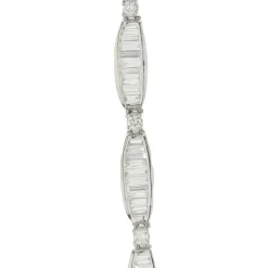14 Karat White Gold Channel Set Baguette Diamond Link Bracelet