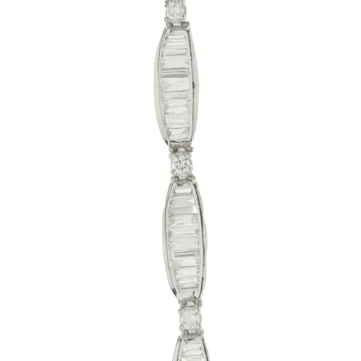 14 Karat White Gold Channel Set Baguette Diamond Link Bracelet