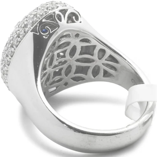18 Karat White Gold Checkerboard Sapphire and Diamond Ring