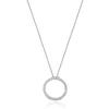 14 Karat White Gold Circle Diamond Pendant Necklace