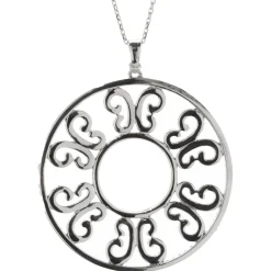14 Karat White Gold Circle Diamond Filigree Necklace