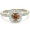 14 Karat White Gold Citrine and Diamond Ring