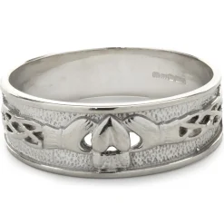 14 Karat White Gold Claddagh 7.50MM Band