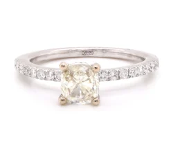18 Karat White Gold 1.00ct Cushion Diamond Engagement Ring