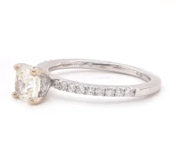 18 Karat White Gold 1.00ct Cushion Diamond Engagement Ring