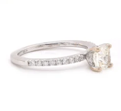 18 Karat White Gold 1.00ct Cushion Diamond Engagement Ring