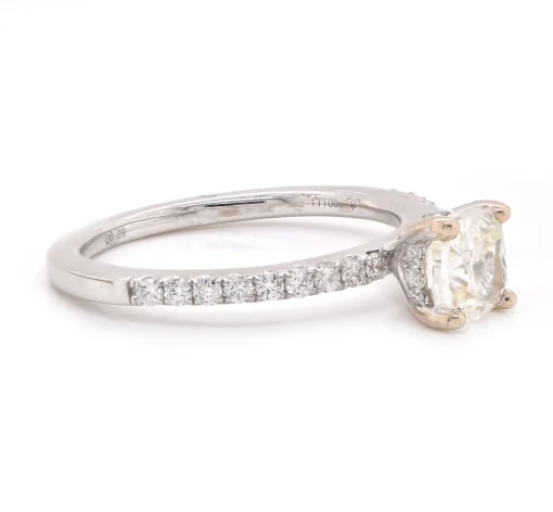 18 Karat White Gold 1.00ct Cushion Diamond Engagement Ring