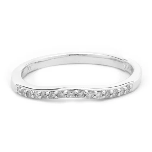 14 Karat White Gold Curved Diamond Band