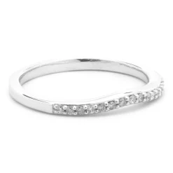 14 Karat White Gold Curved Diamond Band