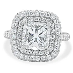 14 Karat White Gold Cushion Cut Diamond Engagement Ring
