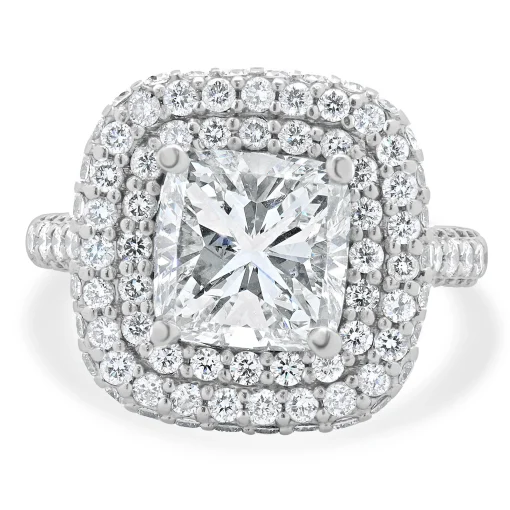 14 Karat White Gold Cushion Cut Diamond Engagement Ring