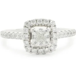 14 Karat White Gold Cushion Cut Diamond Engagement Ring