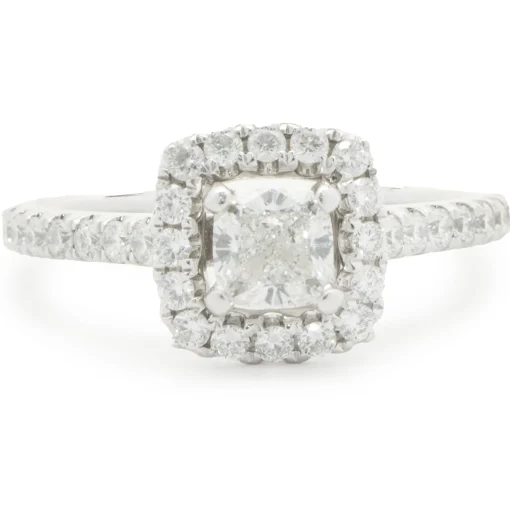 14 Karat White Gold Cushion Cut Diamond Engagement Ring