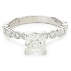 14 Karat White Gold Cushion Cut Diamond Engagement Ring
