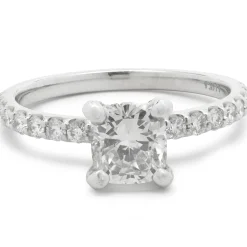 14 Karat White Gold Cushion Cut Diamond Engagement Ring