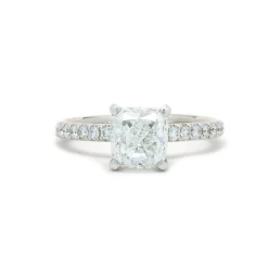 14 Karat White Gold Cushion Cut Diamond Engagement Ring