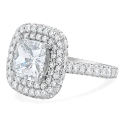 14 Karat White Gold Cushion Cut Diamond Engagement Ring