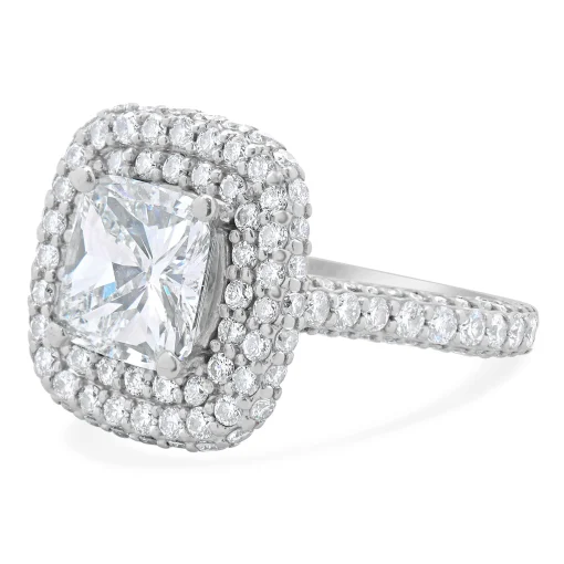 14 Karat White Gold Cushion Cut Diamond Engagement Ring