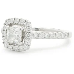 14 Karat White Gold Cushion Cut Diamond Engagement Ring