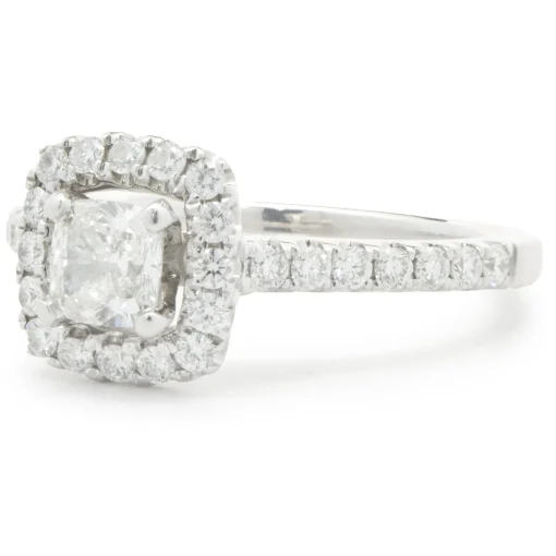 14 Karat White Gold Cushion Cut Diamond Engagement Ring