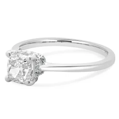 14 Karat White Gold Cushion Cut Diamond Engagement Ring