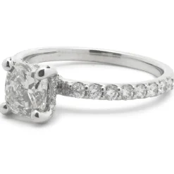 14 Karat White Gold Cushion Cut Diamond Engagement Ring