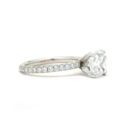 14 Karat White Gold Cushion Cut Diamond Engagement Ring