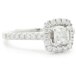 14 Karat White Gold Cushion Cut Diamond Engagement Ring