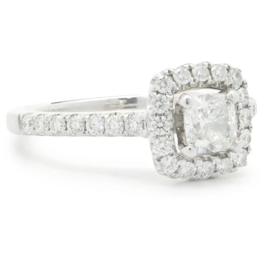 14 Karat White Gold Cushion Cut Diamond Engagement Ring