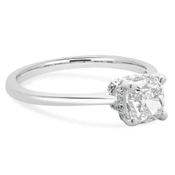 14 Karat White Gold Cushion Cut Diamond Engagement Ring