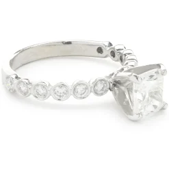14 Karat White Gold Cushion Cut Diamond Engagement Ring