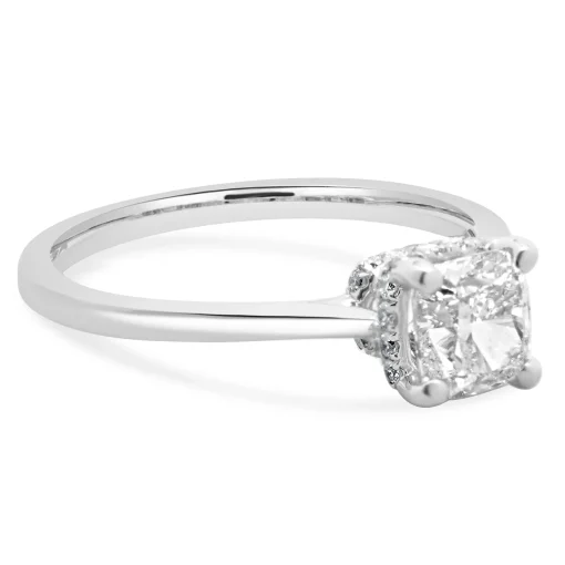 14 Karat White Gold Cushion Cut Diamond Engagement Ring