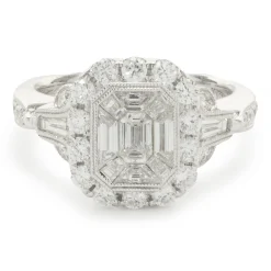 14 Karat White Gold Deco Style Mosaic Set Diamond Ring