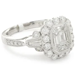14 Karat White Gold Deco Style Mosaic Set Diamond Ring