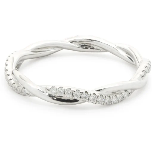 14 Karat White Gold Diamond Twist Band