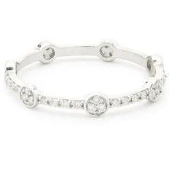 14 Karat White Gold Diamond Band with Circle Stations