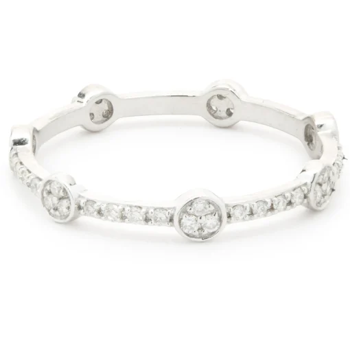 14 Karat White Gold Diamond Band with Circle Stations