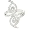 18 Karat White Gold Diamond Floral Long Finger Ring