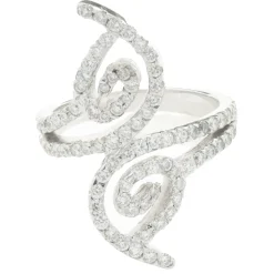 18 Karat White Gold Diamond Floral Long Finger Ring