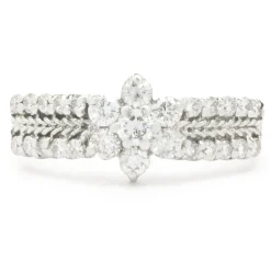 14 Karat White Gold Diamond Floral Cluster Ring