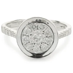 14 Karat White Gold Diamond Cluster with Mirror Halo