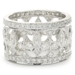 18 Karat White Gold Diamond Fluer De Lis Cut Out Cigar Band