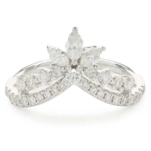 14 Karat White Gold Diamond Crown Band